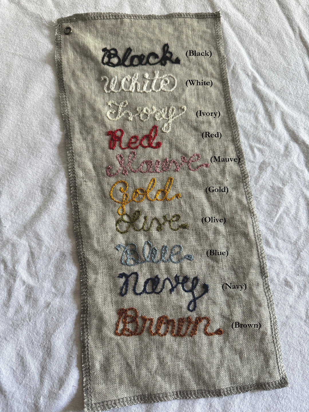 Iron-on Name Patch- Denim, Black Linen, Olive