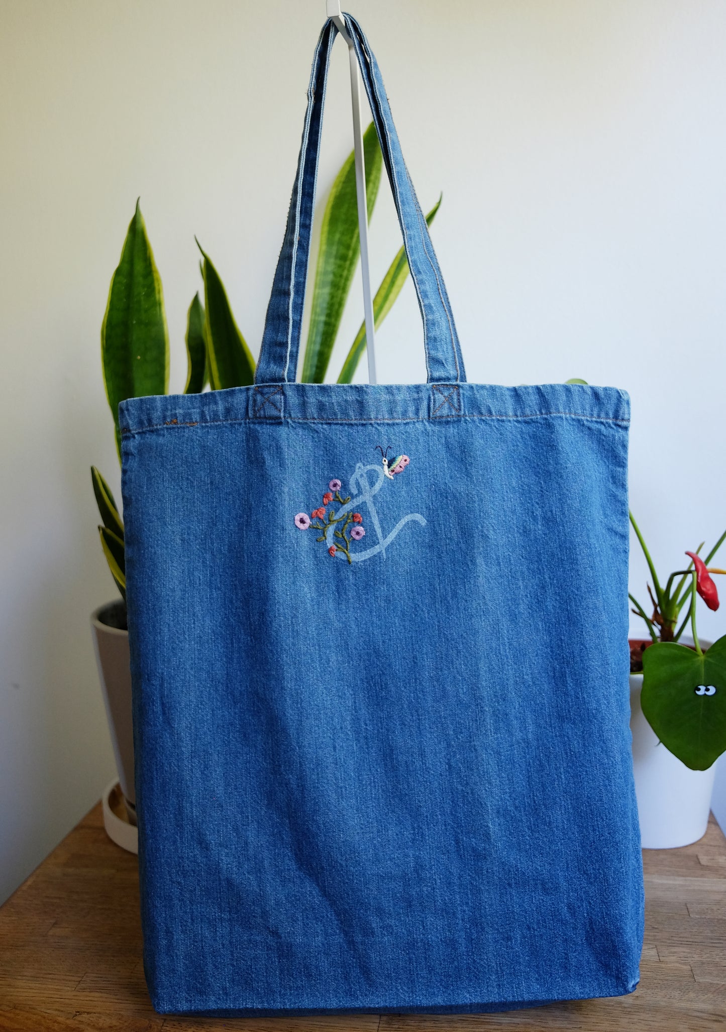 Butterfly Hand Embroidered Tote Bag