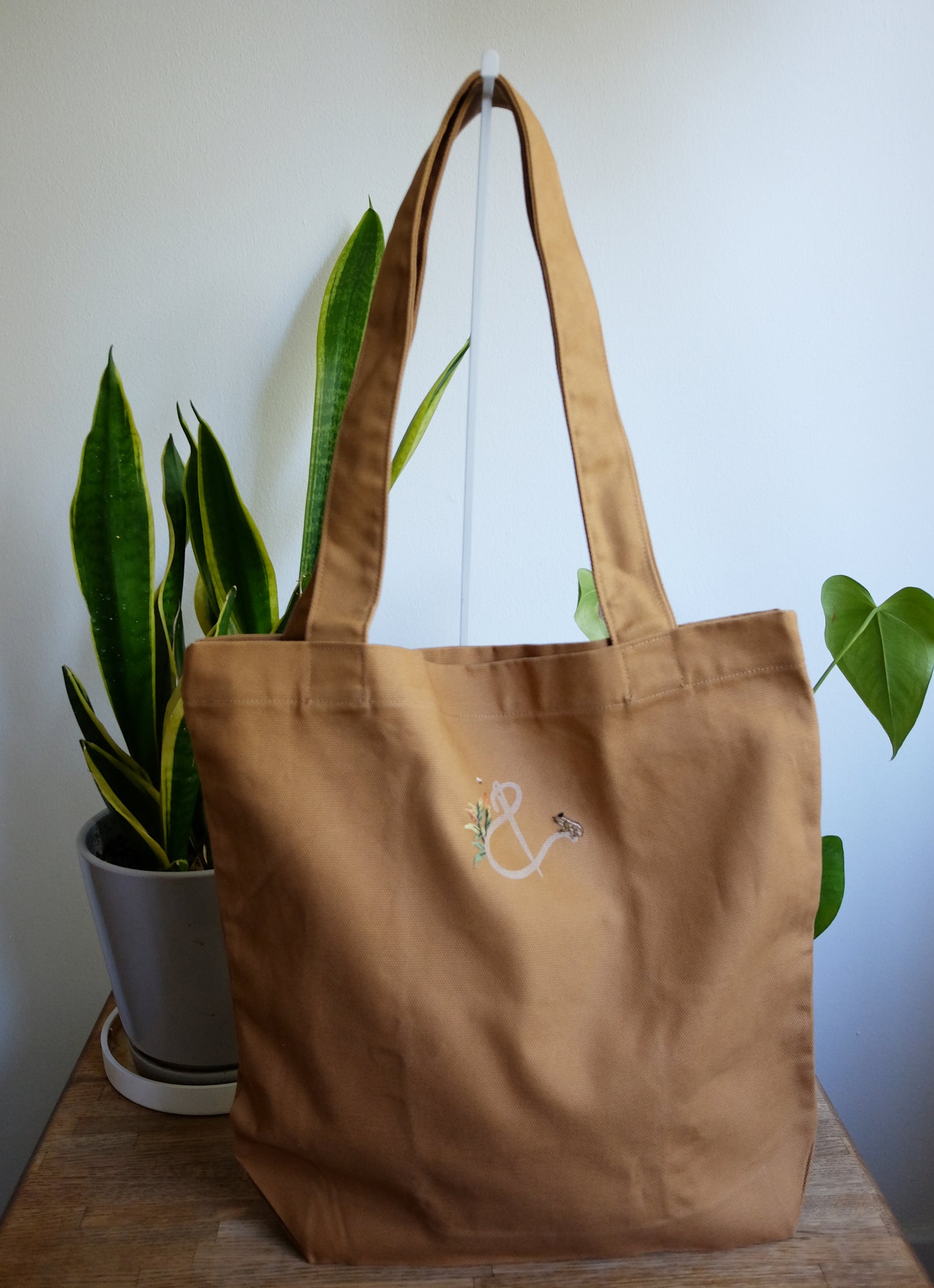 Frog Hand Embroidered Tote Bag