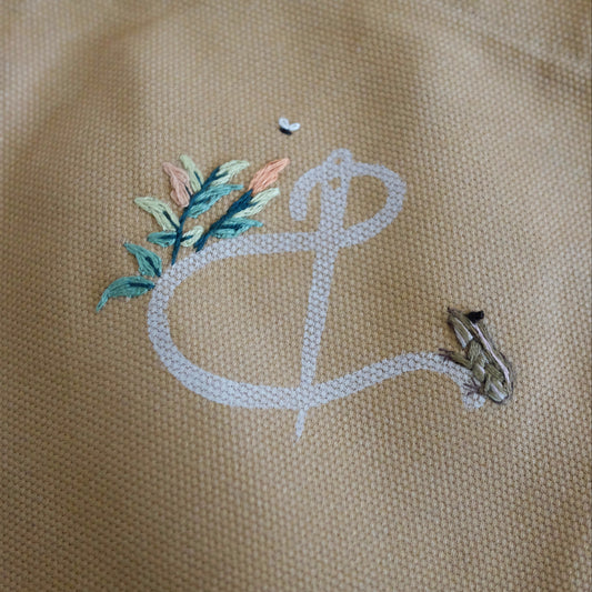 Frog Hand Embroidered Tote Bag