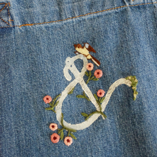 Bird Hand Embroidered Tote Bag