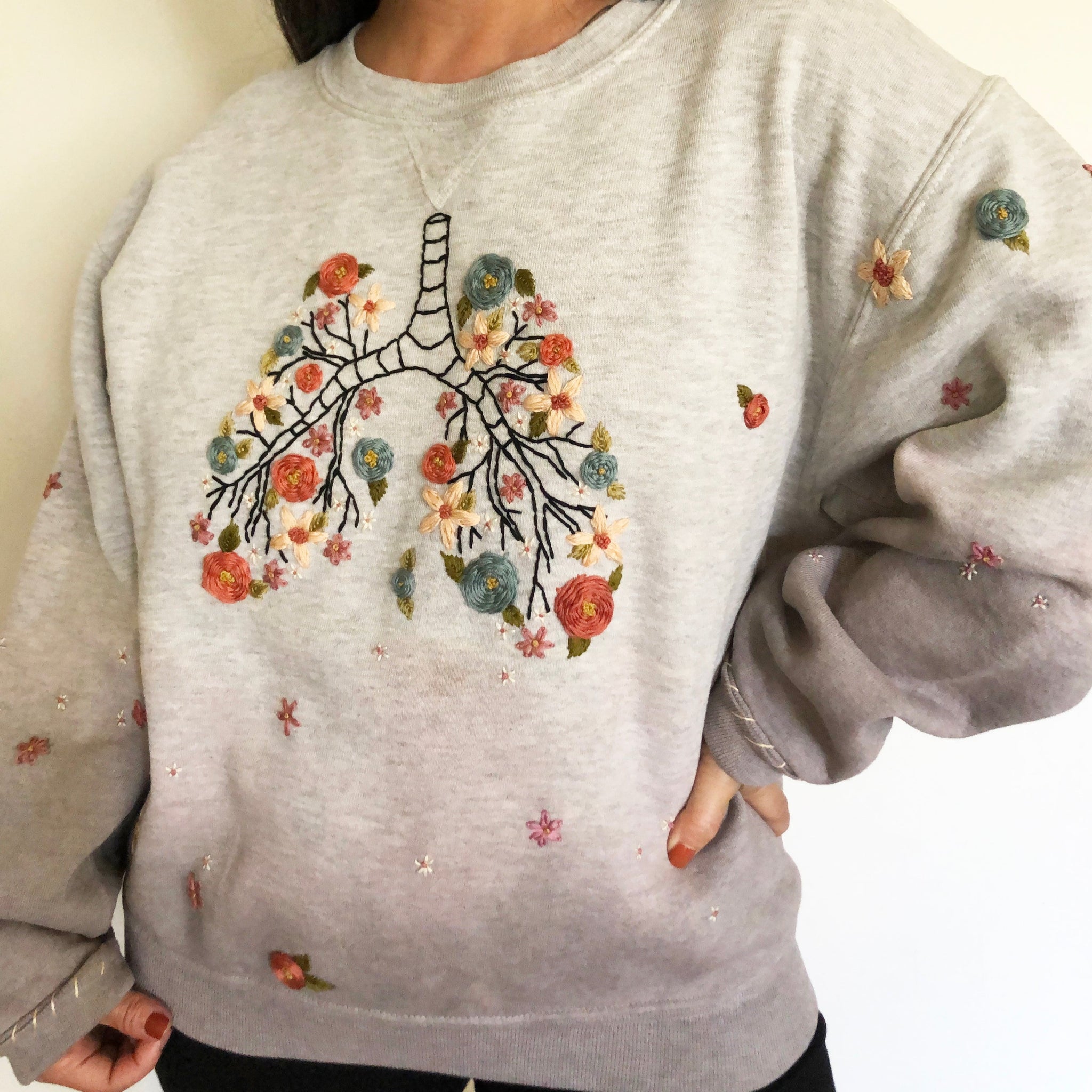 How I backed this sweatshirt! 🎅 #embroidery#fiberartist